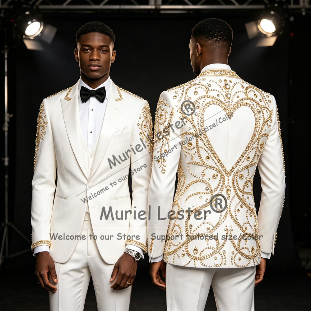 3 Piece Sets Gold Diamond Bead - Men Formal Wear Design ulasan dan harga