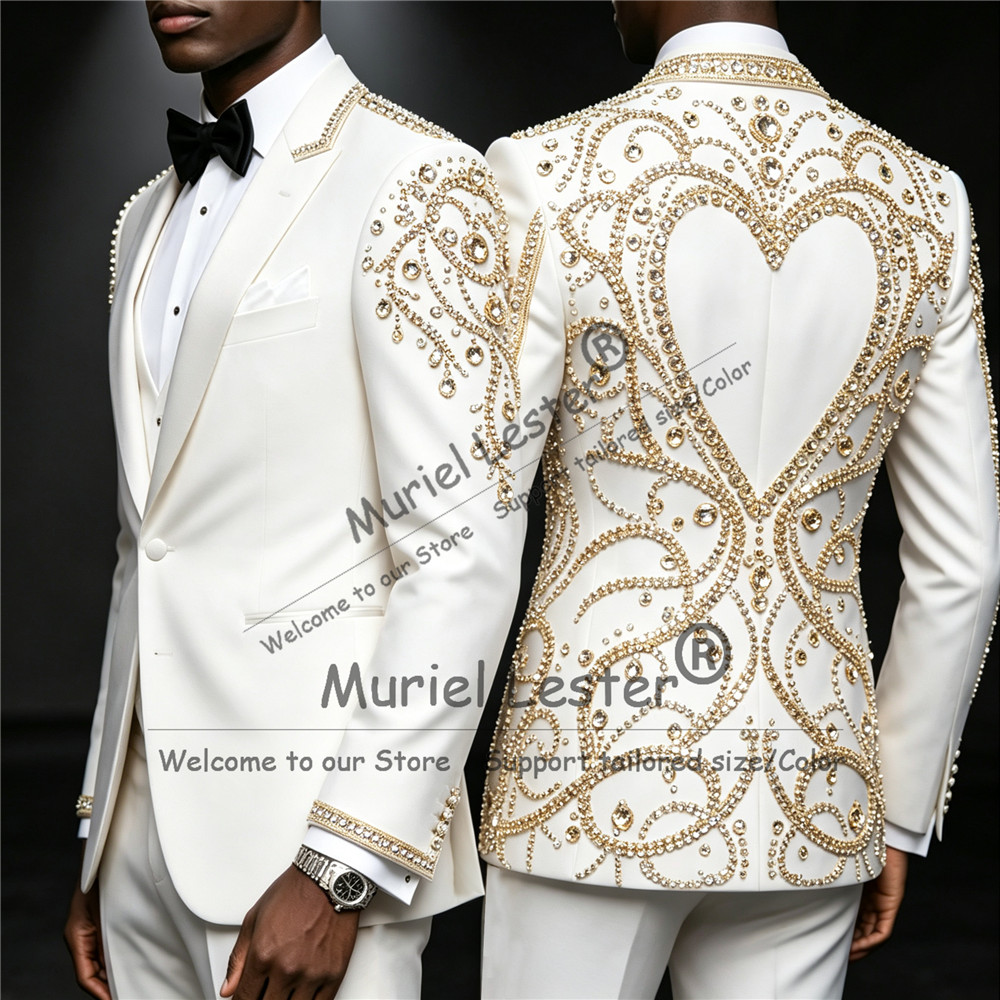 3 Piece Sets Gold Diamond Bead - Men Formal Wear Design ulasan dan harga