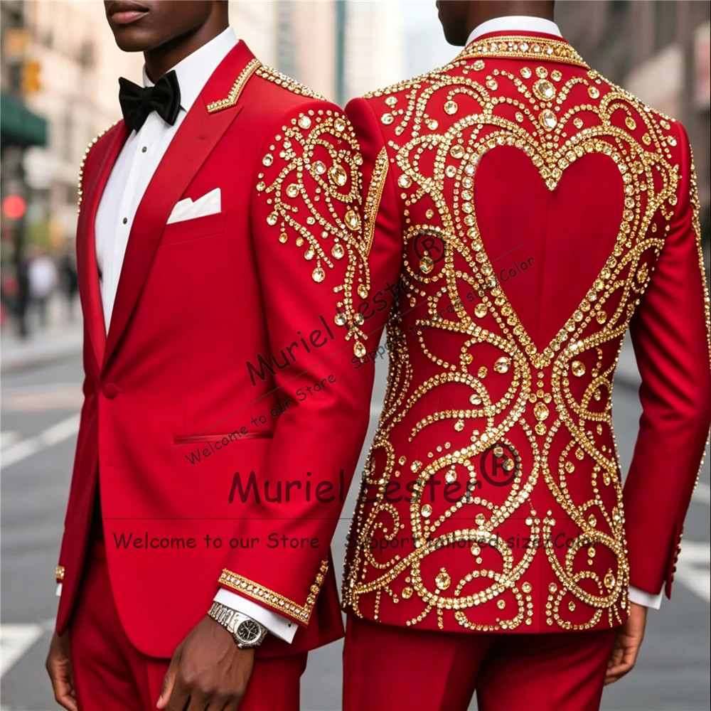 3 Piece Sets Gold Diamond Bead - Men Formal Wear Design ulasan dan harga