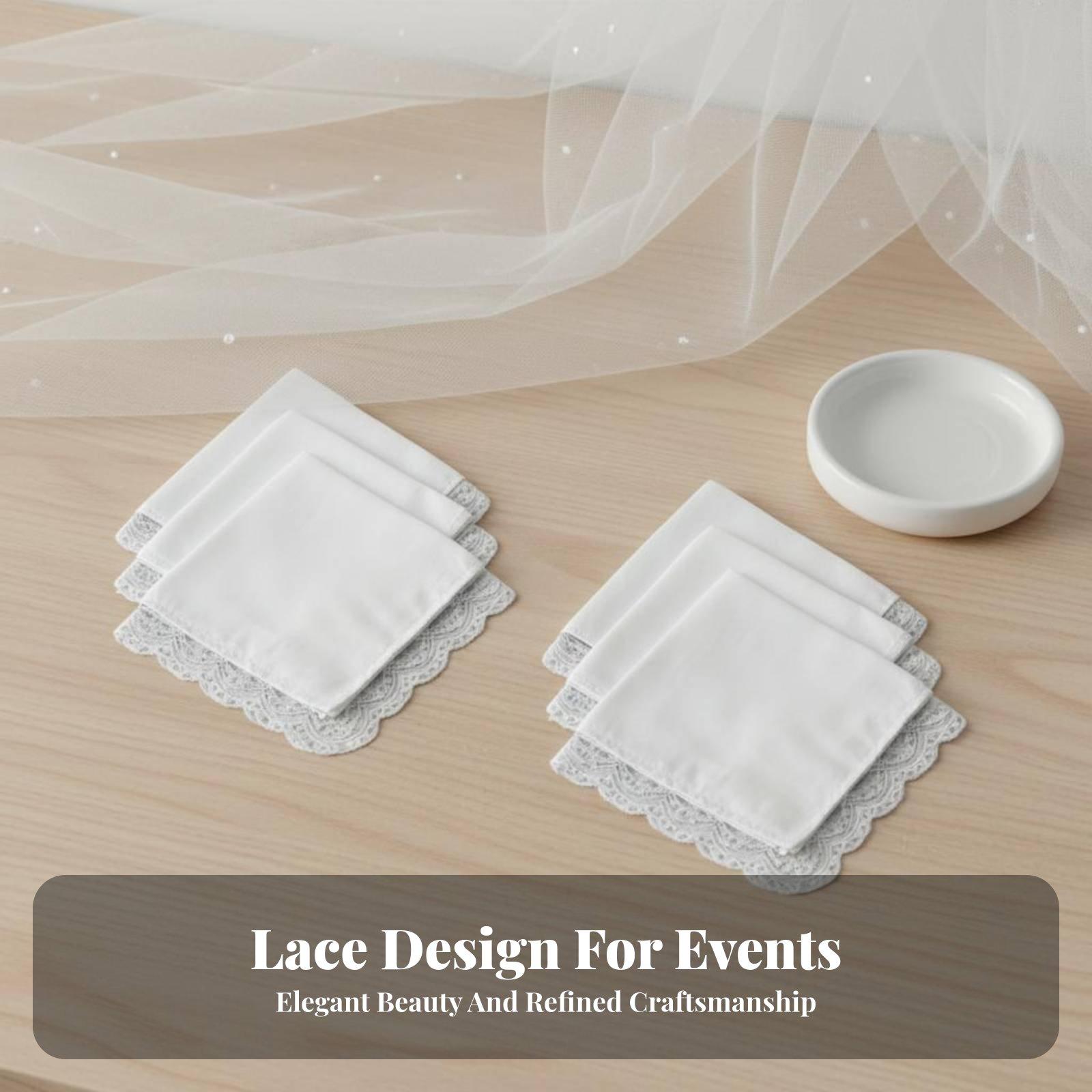 Delicate Lace White Cotton Han - Monogrammed Handkerchief ulasan dan harga