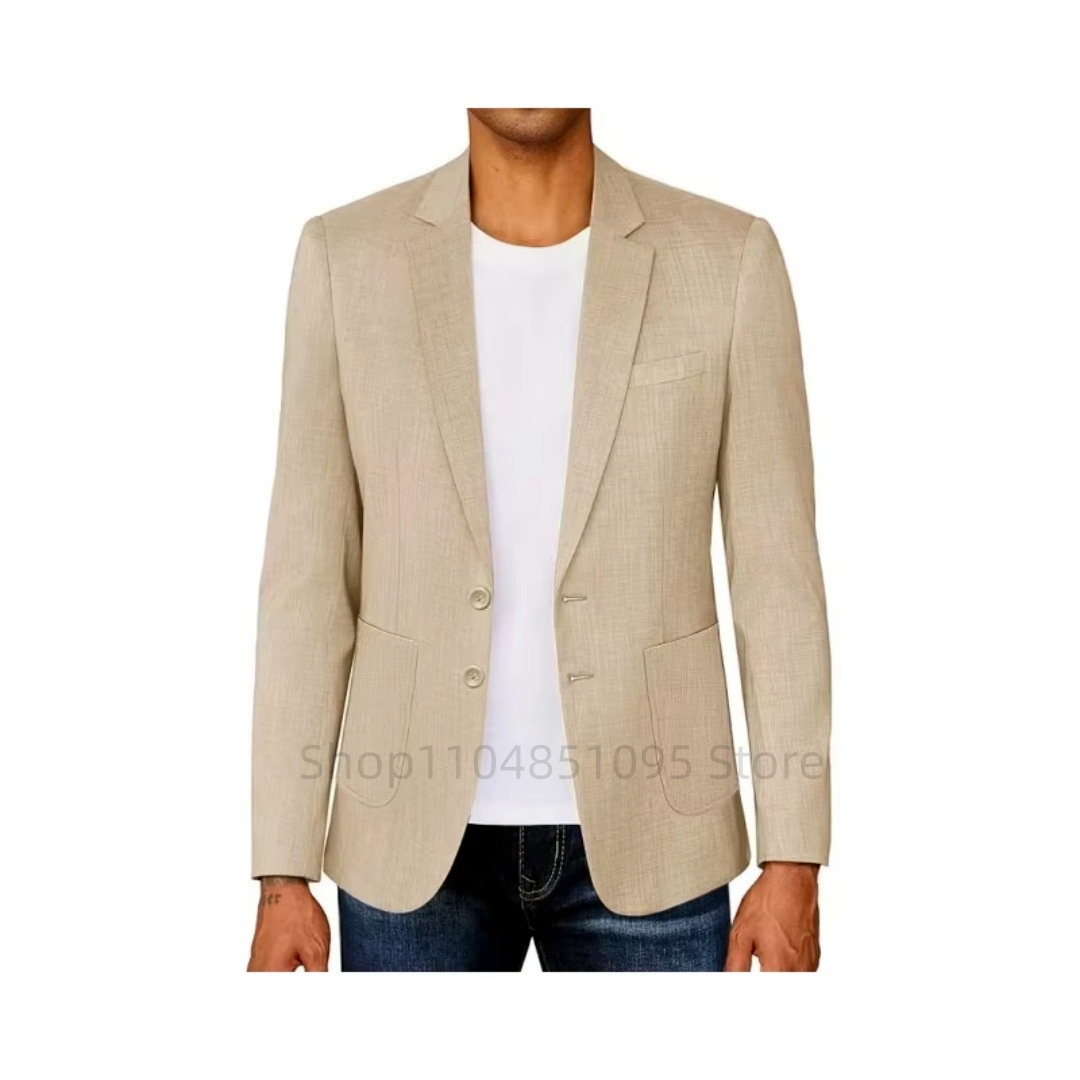 Slim Fit Men's Beige/Blue Line - Men Formal Wear Design ulasan dan harga