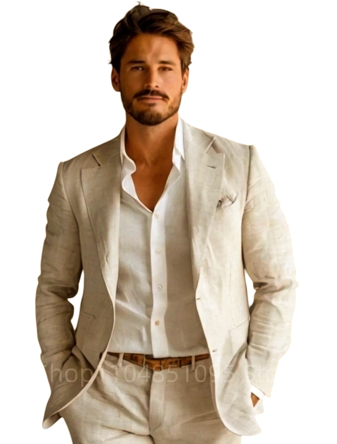 Blue Slim Fit Men's Linen Blaz - Men Formal Wear Design ulasan dan harga