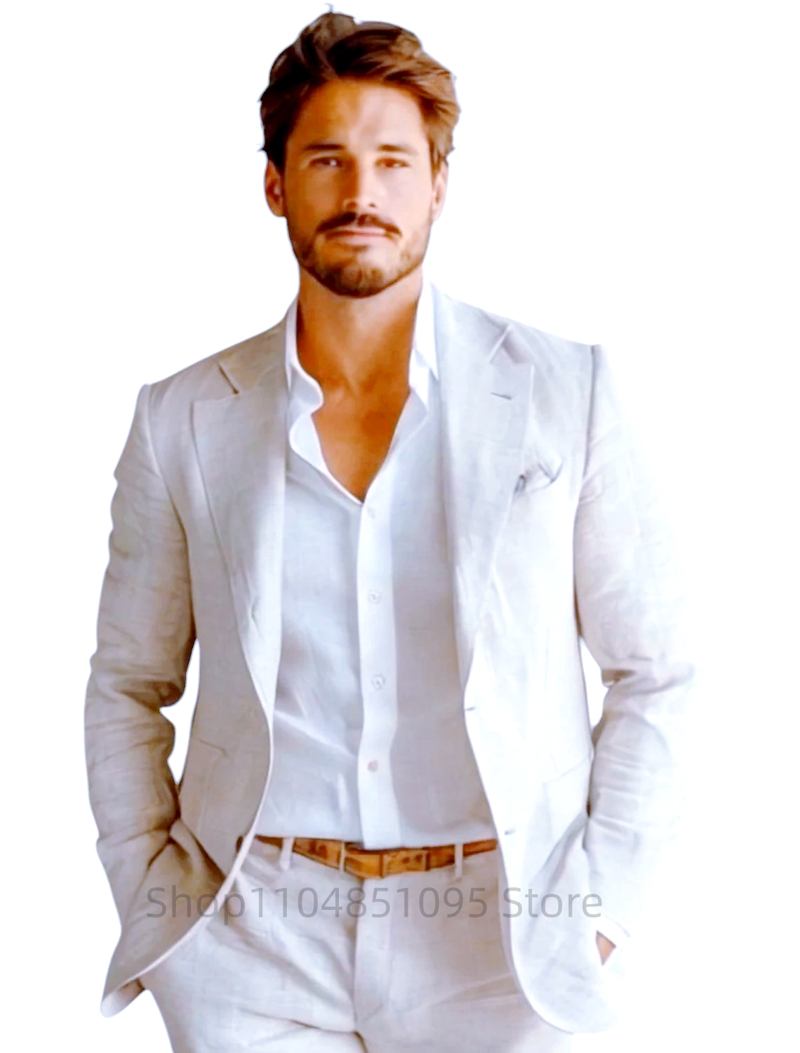 Blue Slim Fit Men's Linen Blaz - Men Formal Wear Design ulasan dan harga