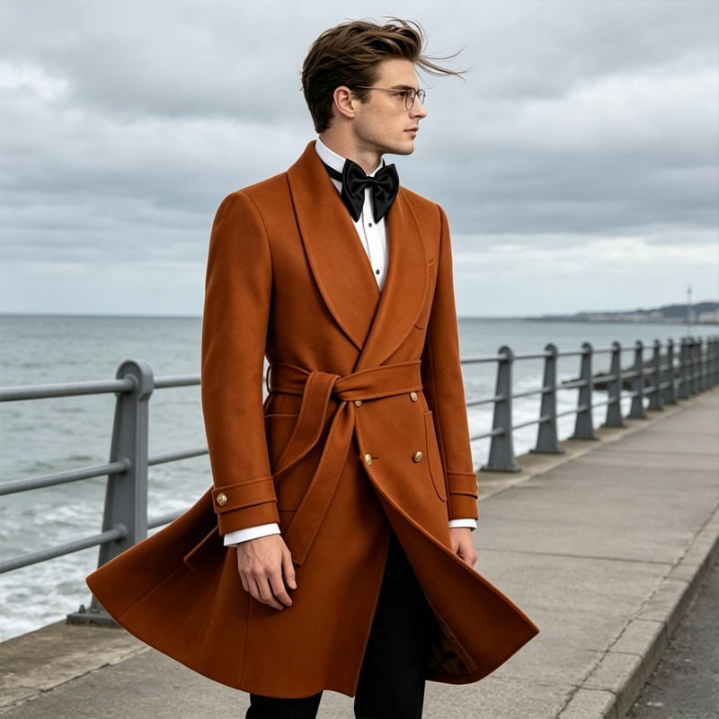 Luxury Men Wool Blend Overcoat - Men Formal Wear Design ulasan dan harga