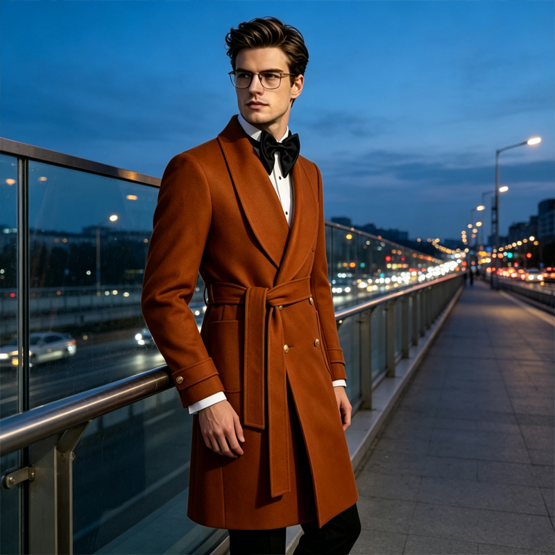 Luxury Men Wool Blend Overcoat - Men Formal Wear Design ulasan dan harga