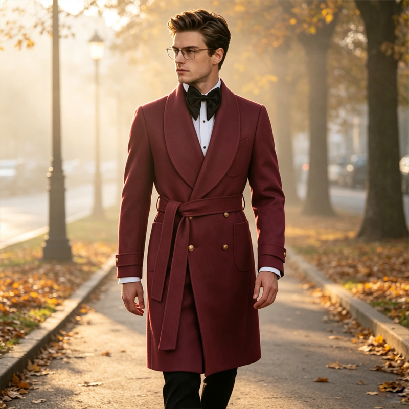 Luxury Men Wool Blend Overcoat - Men Formal Wear Design ulasan dan harga